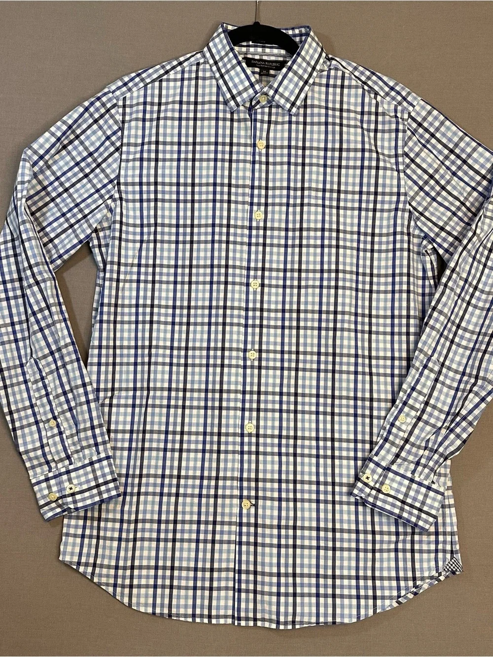 Men’s M Banana Republic‎ Blue and White Plaid Dress Shirt